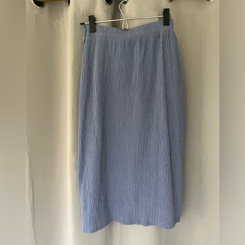Lulus PeriwinkleTextured Button Front Midi Skirt - Small - Picture 7 of 11